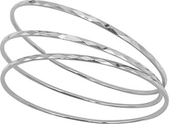 Adornia Set of 3 Hammered 14K Gold Plated Bangle Bracelets in Silver at Nordstrom Rack