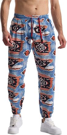 Generic Mens Baggy Printed Hippie Trousers Paisley Wide Leg Sweatpants Cotton Harem Hippy Pants 3D Patterned Joggers Bottoms for Beach Yoga Jogging Dance Alad
