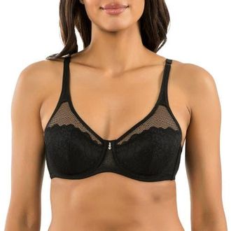 Affinitas Luxlacy Full Coverage Unlined Wire Bra in Black at Nordstrom, Size 34Ddd
