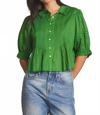 Trovata Jess Pintucked Blouse In Fennel