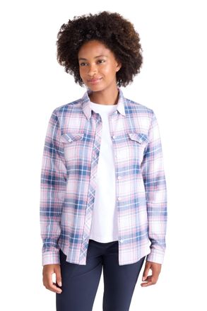 Mountain Warehouse Willow Brushed Flannel Ls Womens Shirt - Lightweight, Soft Lining with Extra Warmth & Comfort - Easy to Pack & Easy Care - Great for Travelling Off Wh