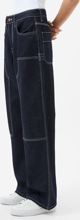 French Connection Womens Dark Indigo Cotton Relaxed Fit Contrast Stitch Denim Jeans - Blue - Size 14 UK
