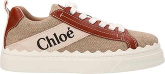 Chloé Linen And Leather Lauren Sneakers, Brand Size 41 ( US Size 11 )