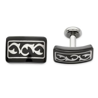 Diamond2Deal Black Ti & Sterling Silver Polished Thorn Cufflinks