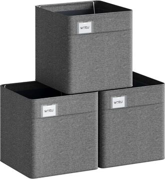 Woltu Juego De 3 Cajas De Almacenamiento Plegables De Tela, 34 L, Color Gris Oscuro - Woltu