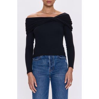 Pistola Denim Lyra Off the Shoulder Knit Top in Noir at Nordstrom, Size X-Large