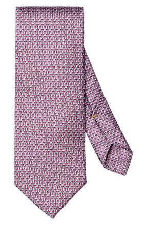 Eton Pink Geometric Print Silk Twill Tie in Medium Pink at Nordstrom