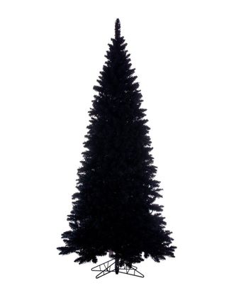 Vickerman 7.5Ft Flocked Black Fir Slim Artificial Unlit Christmas Tree