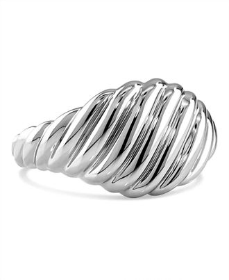 Devata Womens Tapered Rope Ring In Sterling Silver