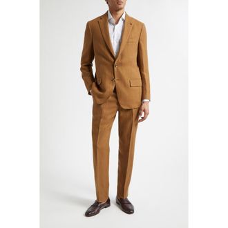 Isaia Unito Linen Twill Suit in Medium Brown at Nordstrom, Size 40 Us