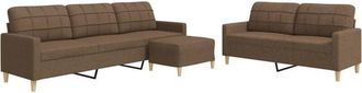 vidaXL Vidaxl - Juego De Sof&aacute;s Con Reposapi&eacute;s 3 Piezas Tela Marr&oacute;n