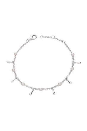 Lucy Quartermaine Royal Pearl Drop Anklet in Sterling Silver at Nordstrom, Size 10