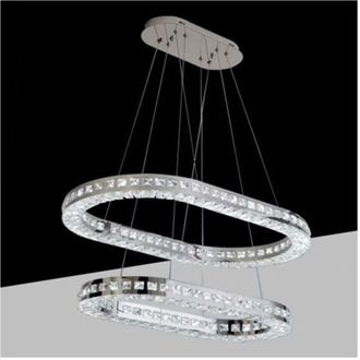 Trade Shop Trade Shop - Ara&ntilde;a Led De 46 Vatios Con Colgante De Techo Cct Con 2 Anillos De Cristal B49-3c