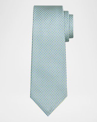Kiton Men & apos;s Micro-Geometric Silk 7-Fold Tie
