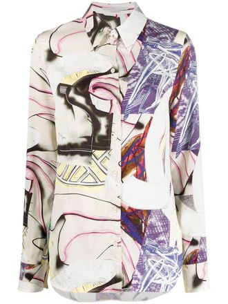Stella McCartney abstract print buttoned shirt - women - Spandex/Elastane/Viscose - 36 - White