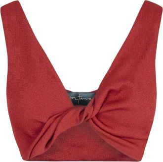 Cortana Fiona- crop top rood karmijn- - Dames - Tops zonder mouwen - Rood - L - Tops