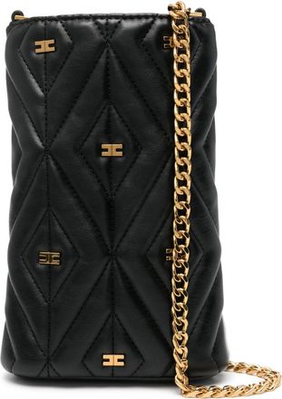 Elisabetta Franchi &Eacute;toile quilted phone case - women - Artificial Leather - One Size - Black