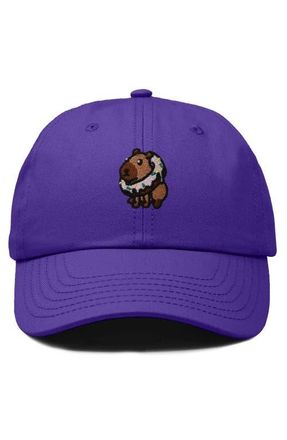 Dalix Capybara Donut Embroidered Cap in Purple at Nordstrom