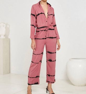S/W/F Womens Relaxed Jumpsuit In Mulberry Tie Dye