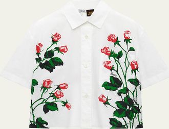 Loewe Flower Print Poplin Cropped Shirt