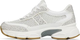 Loriblu Sneaker in wit vitello met ton-sur-ton kristallen - Dames - Sneakers - Wit - 35 EU - Leer - Schoenen
