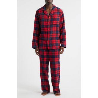 Nordstrom Plaid Flannel Pajamas in Red- Navy Dawson Plaid at Nordstrom Rack, Size X-Large