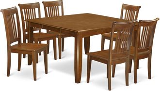 East West Furniture 7 Pc Dining set-Table with Leaf and 6 Dinette Chairs
