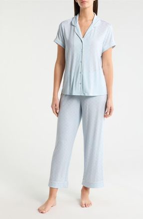 Nordstrom Moonlight Eco Crop Pajamas in Blue A Cutout Geo at Nordstrom, Size X-Small