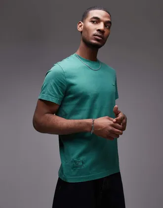 Lacoste t-shirt in green overdye