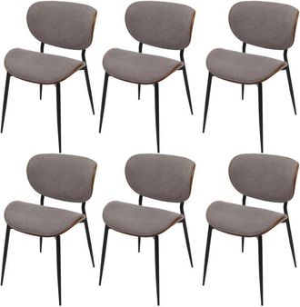 Hhg Hhg - Juego De 6 Sillas De Comedor 236, Tejido De Madera Curvada (370 G/m&sup2;) Certificado Oeko-tex Mvg, Aspecto Nogal, Gris Claro