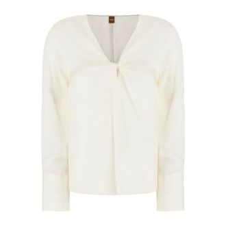 HUGO BOSS Dames, Blouses & Shirts, Beige, Maat: L Zijde