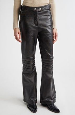 Stand Studio Heleen Leather Trousers in Worn Black at Nordstrom, Size 6 Us