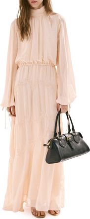 Mango Long Sleeve Maxi Dress in Pale Pink at Nordstrom, Size 8