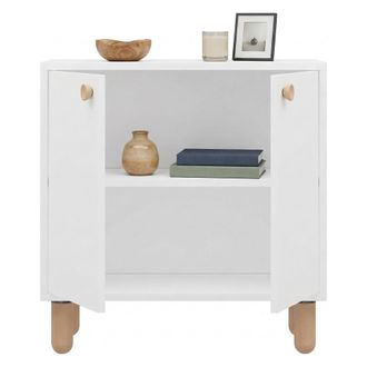 Dmora Aparador Pontida, Mueble Con Estante, 2 Puertas, 2 Compartimentos, 72x36x73h Cm Blanco