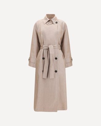 Brunello Cucinelli Linen Trench coat with lurex Female 40