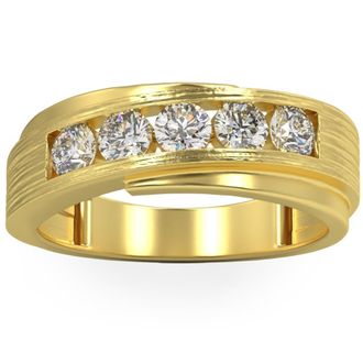 Pompeii3 1Ct Diamond Mens Ring Brushed Wedding Band in White Rose or Yellow Gold
