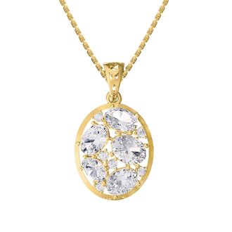 Diamond2Deal 18k Vermeil Plated Silver 3.75 Ct Oval Cut Lab Grown Diamond Pendant Necklace 18
