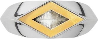 Burberry Silver and Gold-plated Hollow Ring, Size 49