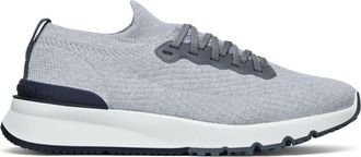 Brunello Cucinelli knitted low-top sneakers - men - Cotton/Rubber/Fabric/Calf Leather - 42 - Grey
