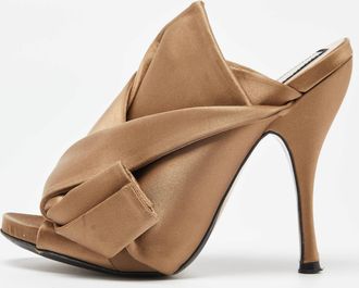 N&deg;21 N&deg;21 Beige Satin Raso Knot Mule Sandals