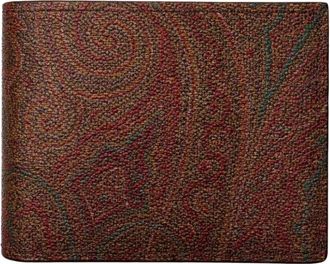 Etro Leren Portemonnee met Pegaso - Heren - Portefeuilles - Bruin - ONE Size - Katoen - Accessoires