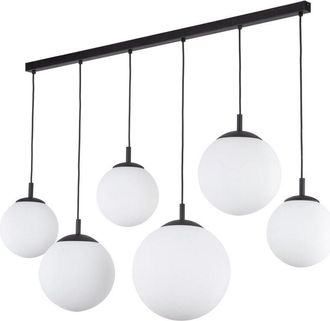 Luminosa Light Designs TK Esme L&aacute;mpara colgante de techo tipo barra, color negro, cristal opalino, 6 luces E27