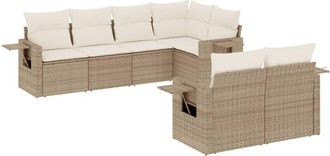 vidaXL Vidaxl - Set Sof&aacute;s De Jard&iacute;n 7 Piezas Y Cojines Rat&aacute;n Sint&eacute;tico Beige