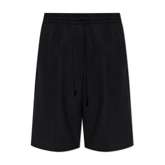 Michael Kors Short Shorts, female, Black, Size: XS Stretch Wool Blend Twill Pleated Track Shorts