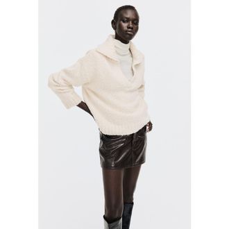 H&M Oversized Collared Jumper in Light Beige at Nordstrom, Size Xx-Large