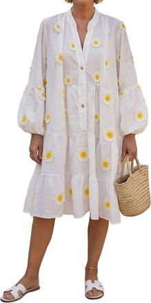Made in Italy Wild Daisy Tier Dress In White