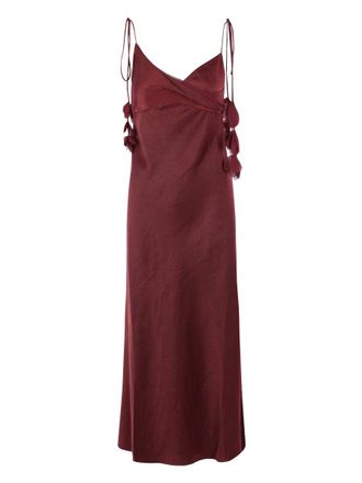 Self Portrait Burgundy Floral Appliques Spaghetti Straps Dress