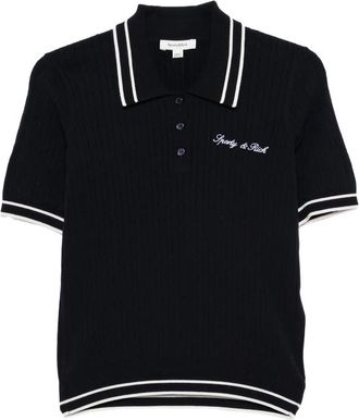 Sporty & Rich Cable-knit Short-sleeve Polo Top