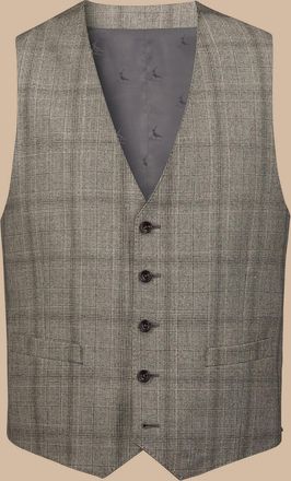 CHARLES TYRWHITT Ultimate Performance Suit Waistcoat - Cappuccino Size w38 by Charles Tyrwhitt