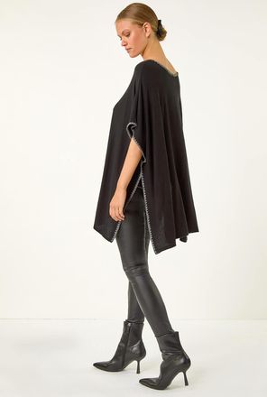 Roman Blanket Stitch Knit Poncho